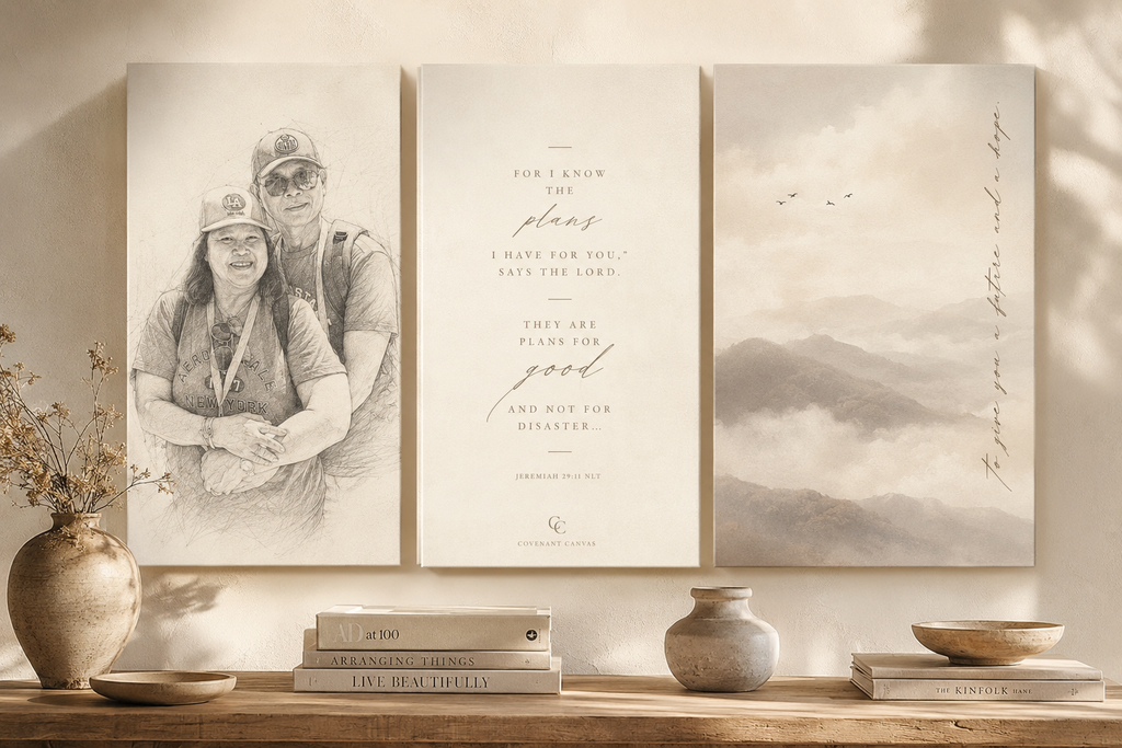 Personalized Family Favorite Bible Verse Canvas Set – Luxury Christian Trio Wall Art