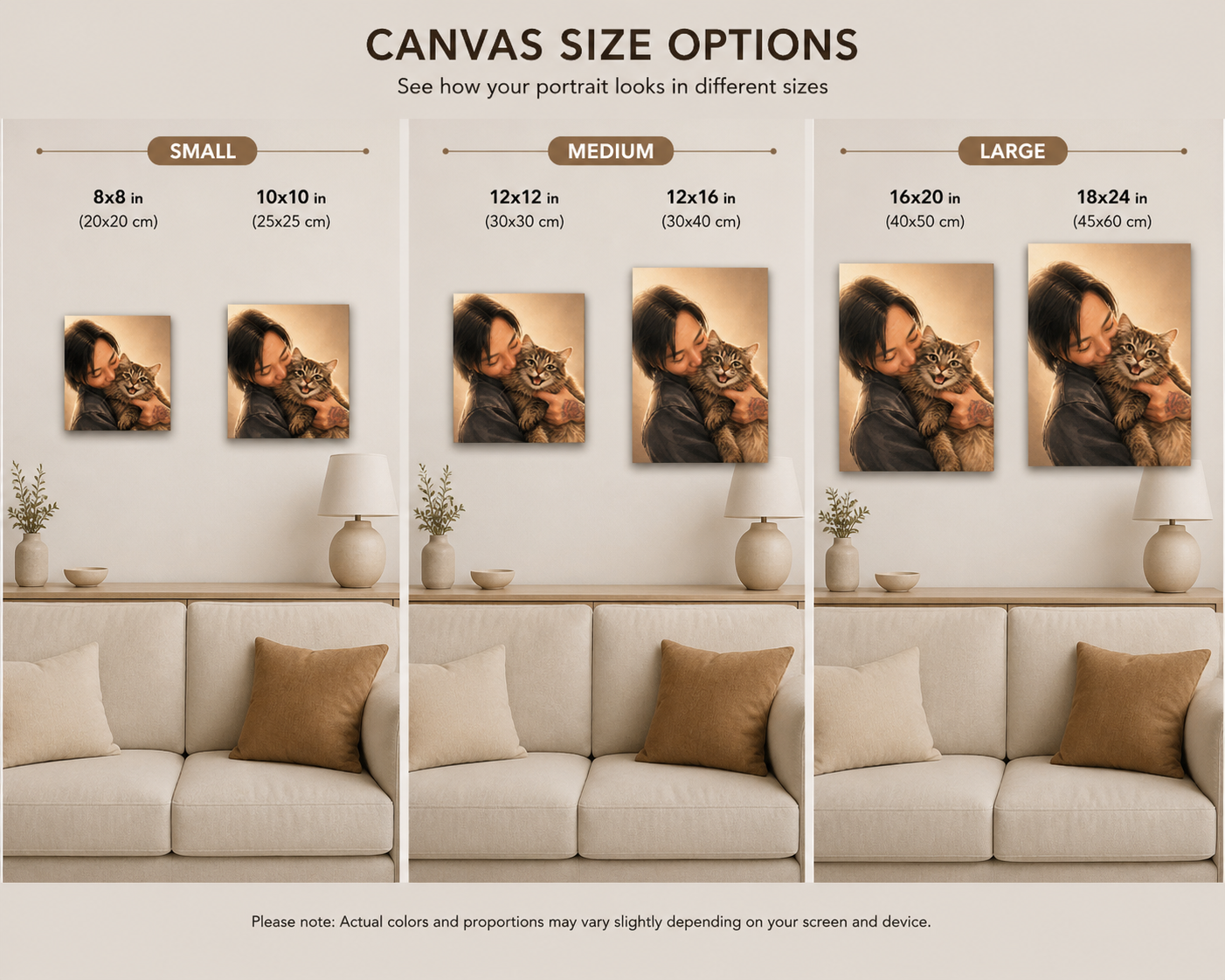Minimalist Custom Pet & People Portrait – Luxury Canvas Artwork