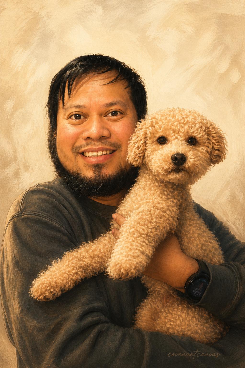 Minimalist Custom Pet & People Portrait – Luxury Canvas Artwork