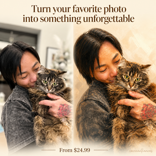 Minimalist Custom Pet & People Portrait – Luxury Canvas Artwork