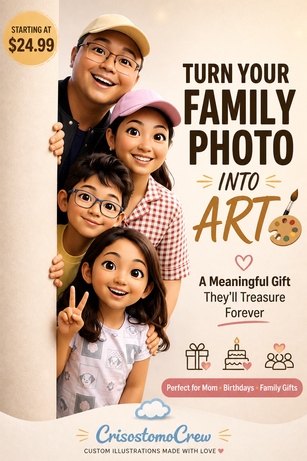 Custom Family Cartoon Portrait – A Meaningful Gift That Lasts Forever