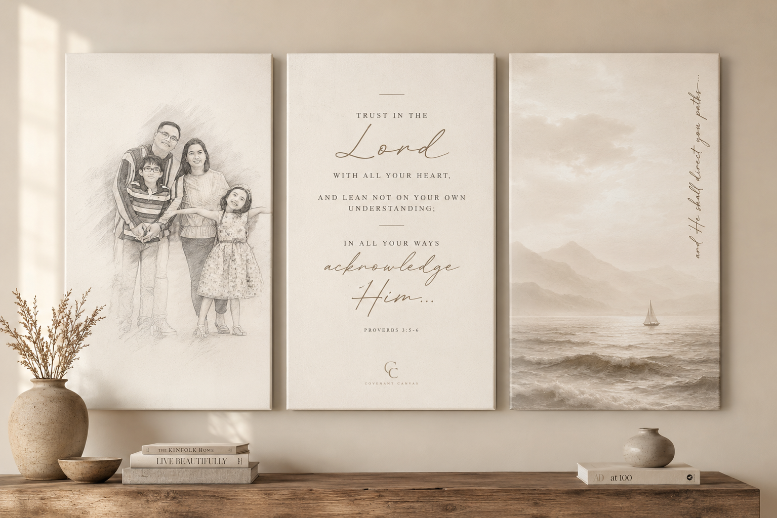 Personalized Family Favorite Bible Verse Canvas Set – Luxury Christian Trio Wall Art