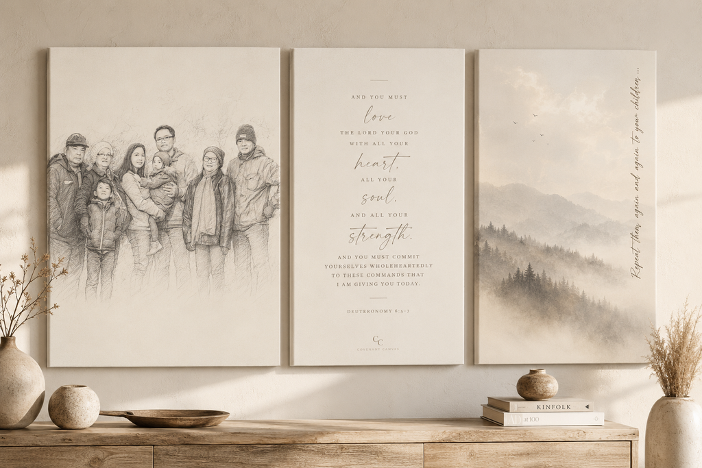Personalized Family Favorite Bible Verse Canvas Set – Luxury Christian Trio Wall Art