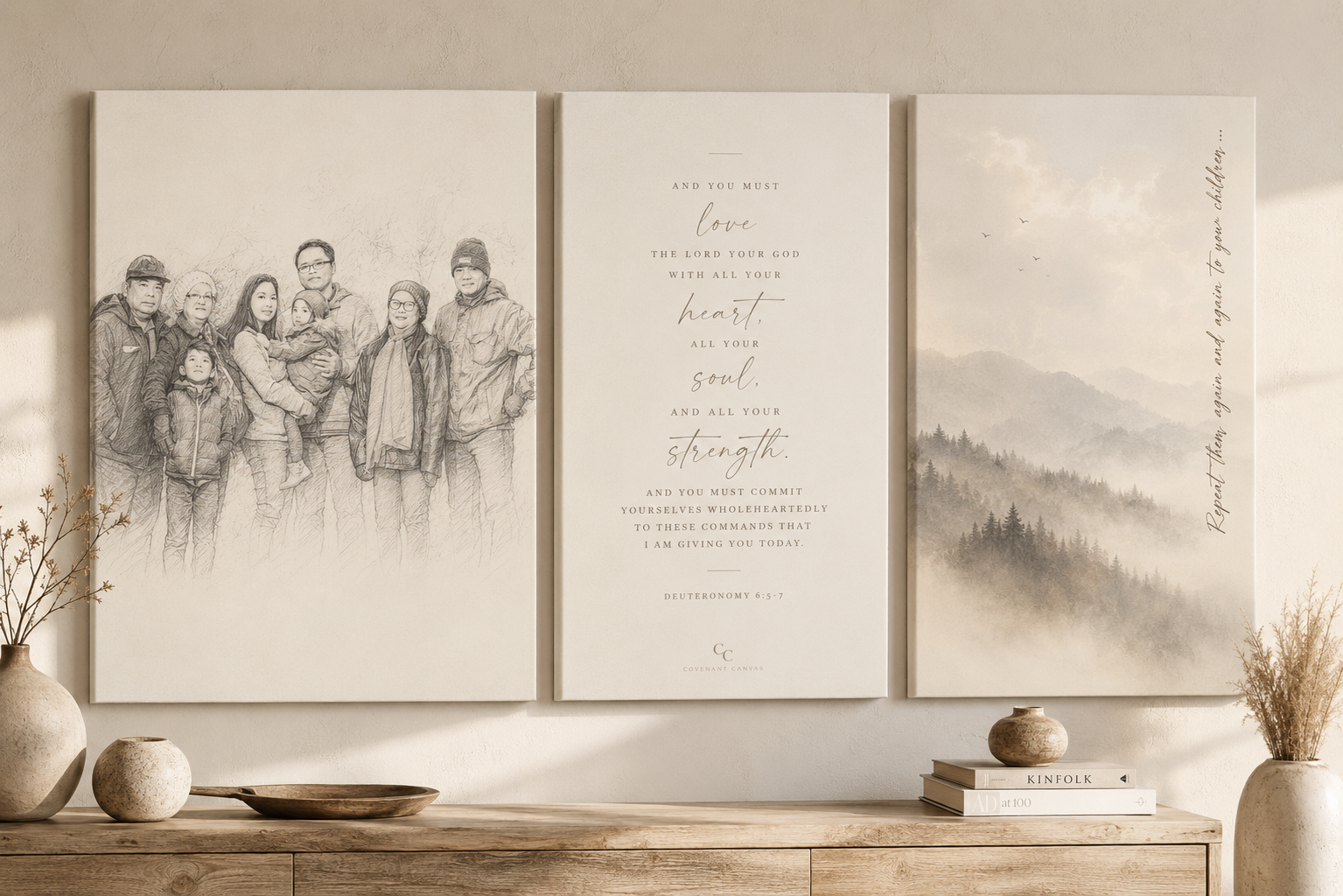 Personalized Family Favorite Bible Verse Canvas Set – Luxury Christian Trio Wall Art